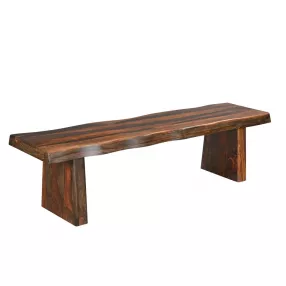 68" Dark Brown Solid Wood Dining Bench