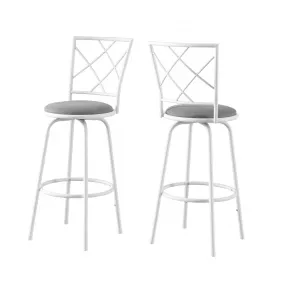 Gray white metal bar chairs with rectangle pattern and aluminium outdoor furniture