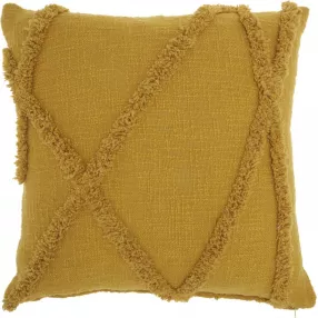 Chic mustard textured lines throw pillow with beige woolen pattern in creative arts style