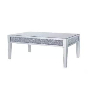 48" Silver Mirrored Rectangular Mirrored Coffee Table