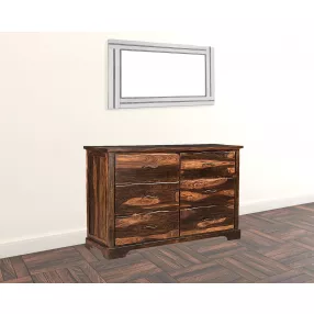 60" Dark Brown Solid Wood Six Drawer Dresser