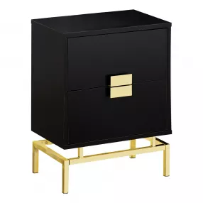 24" Gold And Black End Table With Two Drawers