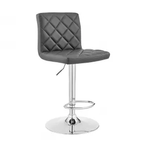 24" Gray And Silver Iron Swivel Low Back Adjustable Height Bar Chair