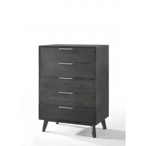 30" Grey Wash Solid Wood Five Drawer Chest