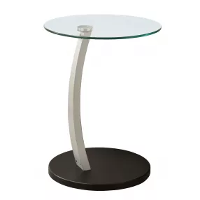 24" Black And Clear Glass Round End Table
