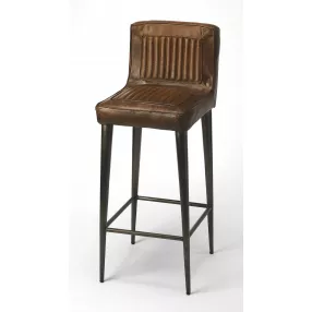 32" Brown And Black Iron Bar Chair