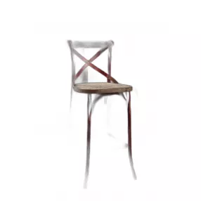 21" Brown And Red Iron Bar Chair