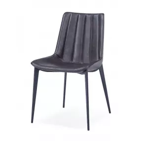 Set of Two Brown Black Modern Dining Chairs