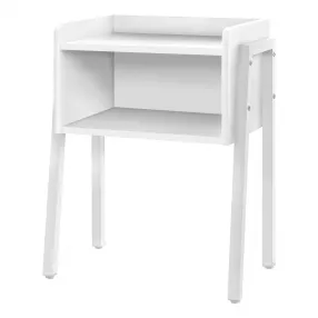 23" Rectangular White Accent Table With White Metal Legs