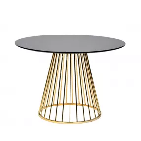 43" Black And Gold Rounded Manufactured Wood And Stainless Steel Dining Table