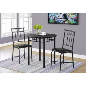 35" Black Leather Look Foam And Metal Three Pieces Dining Set