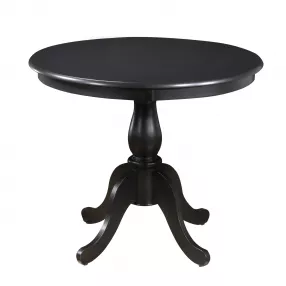 36" Antique Black Round Turned Pedestal Base Wood Dining Table