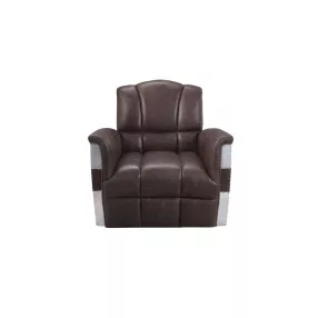 35" Retro Brown Top Grain Leather And Steel Patchwork Club Chair