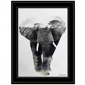 Elephant Walk 2 Black Framed Print Wall Art
