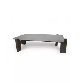 33" Walnut And Dark Grey Concrete Rectangular Coffee Table