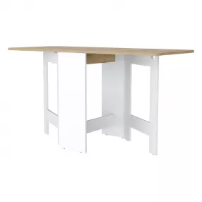 24" Brown And White Folding Sled Base Dining Table