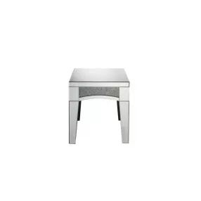 24" Silver Mirrored And Manufactured Wood Square End Table