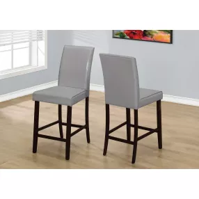 Set of Two 25" Gray And Brown Solid Wood Counter Height Bar Chairs