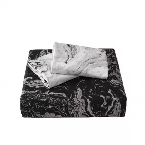 Black Gray and White King Microfiber 1400 Thread Count Washable Duvet Cover Set