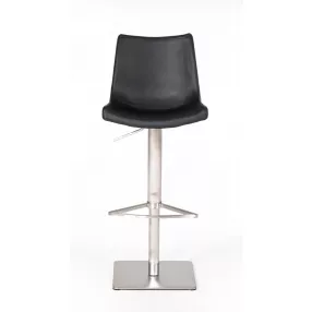 30" Black And Silver Stainless Steel Swivel Low Back Bar Height Bar Chair