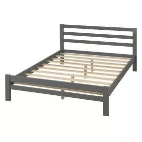 Gray Solid and Manufactured Wood Full Bed
