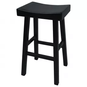 30" Black Solid Wood Backless Bar Height Bar Chair