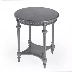 27" Gray Classic Round End Table With Shelf