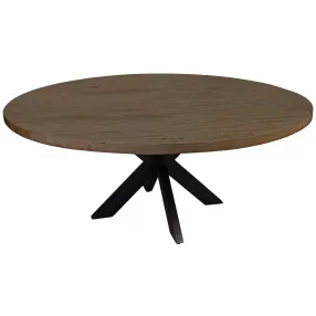 60" Gray Beige And Black Solid Wood And Iron Round Dining Table