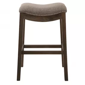 31" Taupe And Brown Solid Wood Backless Bar Height Bar Chair