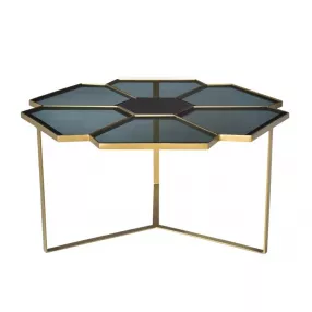 Geometric Floral Glass Coffee Table