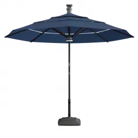 11' Blue Sunbrella Octagonal Lighted Smart Market Patio Umbrella