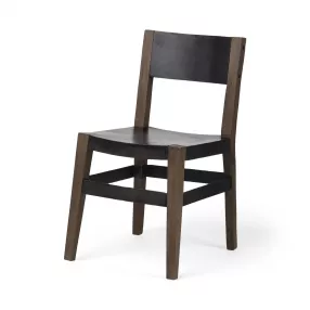 Black Iron Seat With Solid Brown Wooden Base Dining Chair