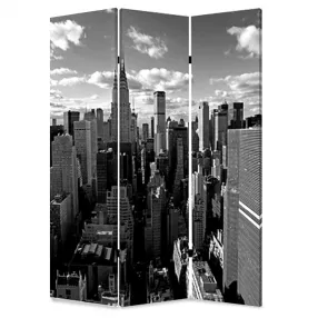 1" X 48" X 72" Multi Color Wood Canvas New York Skyline  Screen