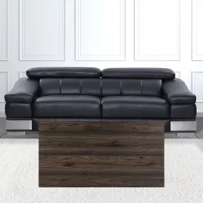 Walnut rectangular lift coffee table in a cozy living room setting with wood flooring