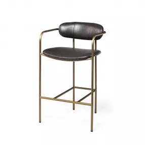 29" Deep Brown Steel Low back Bar Chair