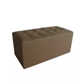 15" Tan Upholstered Faux Leather Bench