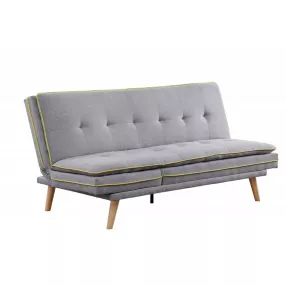 72" Gray Linen And Brown Sofa