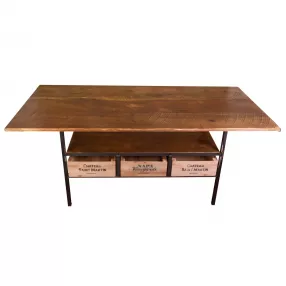 72" Brown And Black Rustic Solid Wood Wine Theme Dining Table
