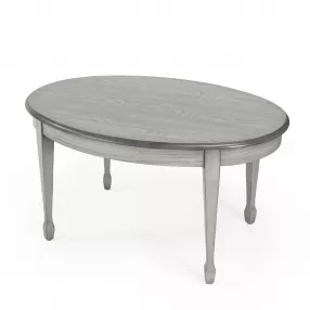 38" Gray Oval Distressed Coffee Table