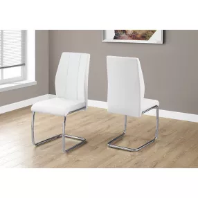 Two 77.5" Leather Look Chrome Metal And Foam Dining Chairs