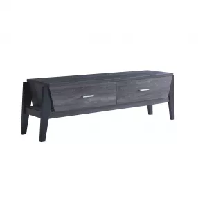 65" Black And Gray Particle Board And Mdf Cabinet Enclosed Storage TV Stand