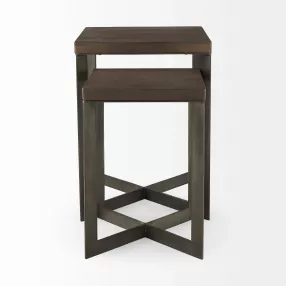 26" Brown Solid Wood Square End Table
