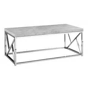 47" Gray And Silver Cement And Iron Coffee Table