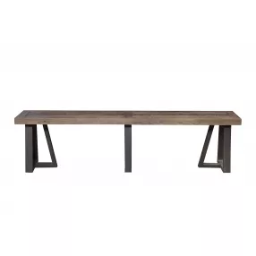 75" Natural and Black Distressed Solid Wood Dining Bench