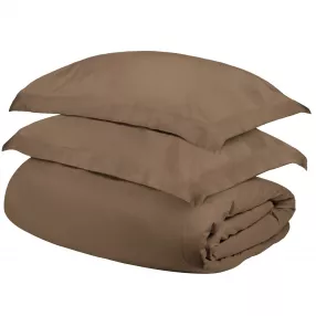 Taupe King Cotton Blend 400 Thread Count Washable Duvet Cover Set