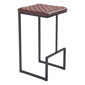 30" Brown And Black Steel Backless Bar Height Bar Chair
