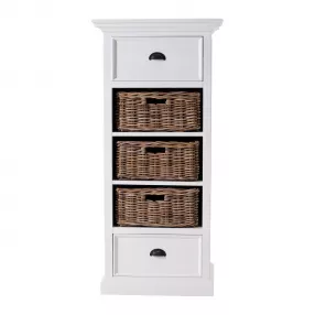 52" White Two Drawer Storage Cabinet With Baskets