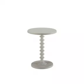 22" White Solid Wood Round End Table