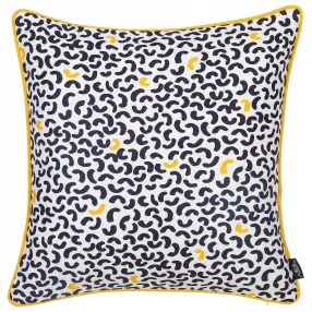 Printed decorative throw pillow cover with yellow and white rectangle textile design