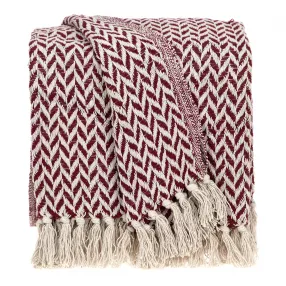 Burgundy handloom herringbone weave tassels product image showcasing woolen fashion accessory with rectangle sleeve pattern